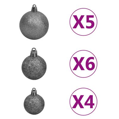 vidaXL Arbre de Noël artificiel pré-éclairé et boules vert 120 cm PVC