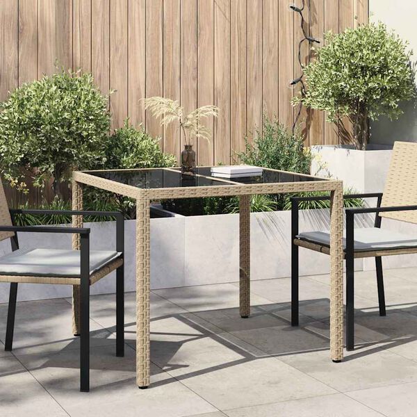 vidaXL Table de Jardin Beige 90 x 90 x 75 cm polyrotin