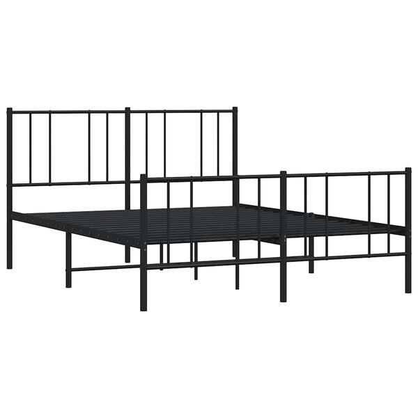 vidaXL Cadre de lit m&eacute;tal sans matelas avec pied de lit noir 135x190cm