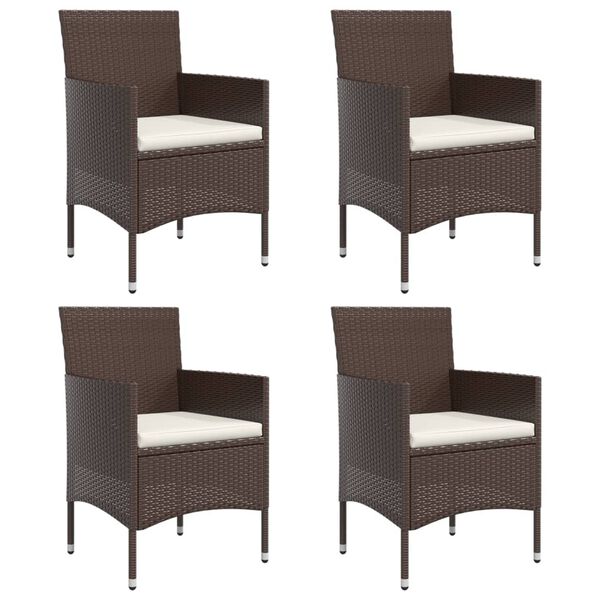 vidaXL Ensemble &agrave; manger de jardin coussins 5 pcs Marron/noir