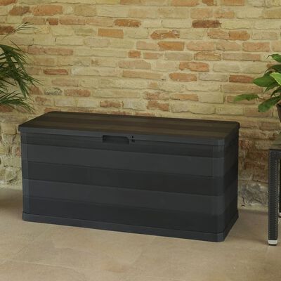 vidaXL Boîte de rangement de jardin noir 117x45x56 cm