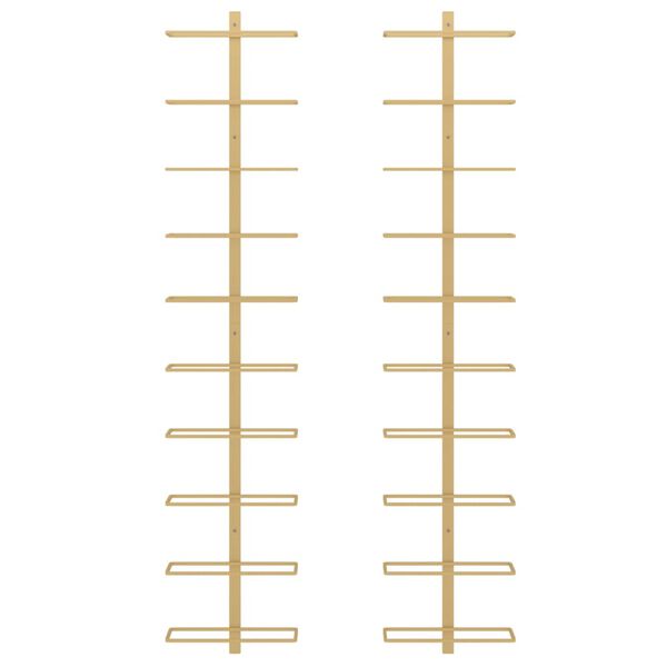 vidaXL Casier à vin mural pour 10 bouteilles 2 pcs Doré Métal