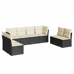 vidaXL Salon de jardin 8 pcs avec coussins noir r&eacute;sine tress&eacute;e