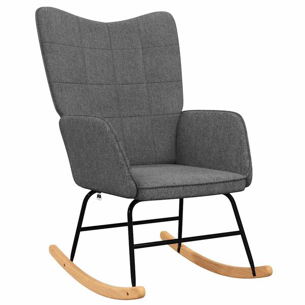 vidaXL Chaise à bascule avec tabouret Gris foncé Tissu