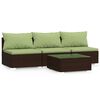 vidaXL Salon de jardin 4 pcs avec coussins Marron R&eacute;sine tress&eacute;e