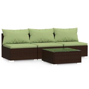 vidaXL Salon de jardin 4 pcs avec coussins Marron R&eacute;sine tress&eacute;e