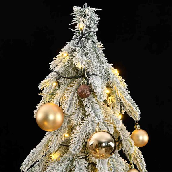 vidaXL Sapin de No&euml;l artificiel 300 LED&boules&neige floqu&eacute;e 180 cm