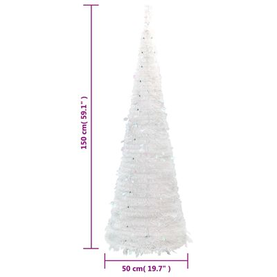 vidaXL Sapin de Noël artificiel escamotable 100 LED blanc 150 cm