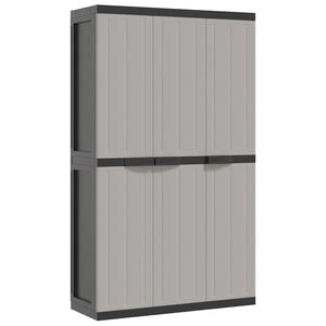 vidaXL Armoire de rangement d'extérieur gris et noir 97x37x165 cm PP
