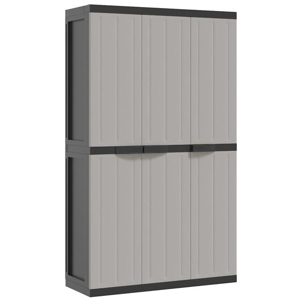 vidaXL Armoire de rangement d'extérieur gris et noir 97x37x165 cm PP