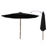 vidaXL Parasol d'ext&eacute;rieur avec m&acirc;t en bois 350 cm Noir