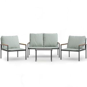 vidaXL Salon de jardin avec coussins 4 pcs anthracite acier