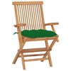 vidaXL Chaises de jardin avec coussins vert lot de 2 Bois teck massif
