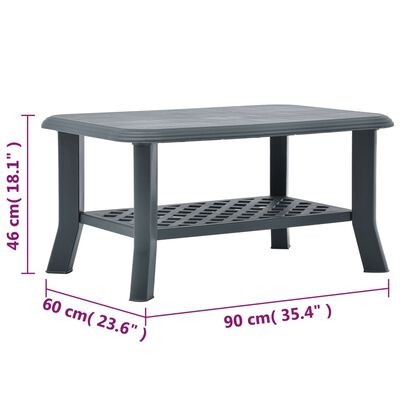 vidaXL Table basse Vert 90x60x46 cm Plastique