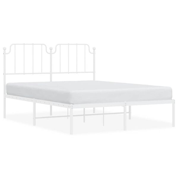 vidaXL Cadre de lit métal sans matelas et tête de lit blanc 150x200 cm