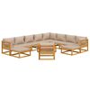 vidaXL Salon de jardin 12 pcs avec coussins taupe bois massif