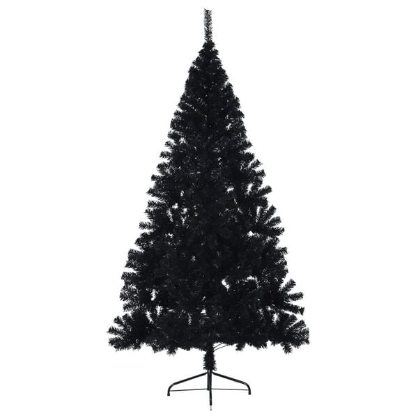 vidaXL Demi sapin de Noël artificiel avec support Noir 240 cm PVC