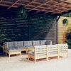 vidaXL Salon de jardin 11 pcs avec coussins gris bois de pin