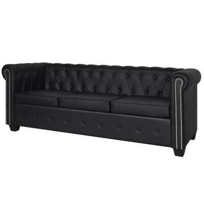 vidaXL Canapé Chesterfield à 3 places similicuir noir