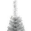 vidaXL Demi sapin de No&euml;l artificiel avec support argent&eacute; 120 cm PET