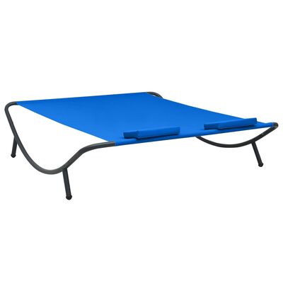 vidaXL Chaise longue d'extérieur tissu bleu