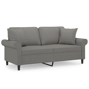 vidaXL Canap&eacute; 2 places et oreillers et coussins Gris fonc&eacute; 140cm Tissu