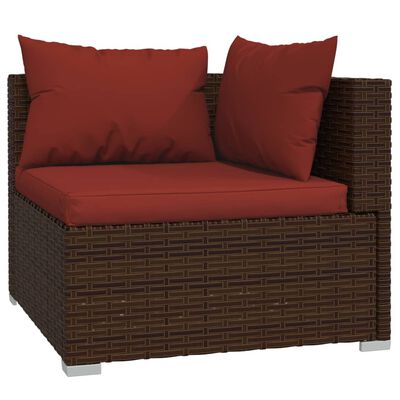 vidaXL Salon de jardin 9 pcs avec coussins Marron Résine tressée