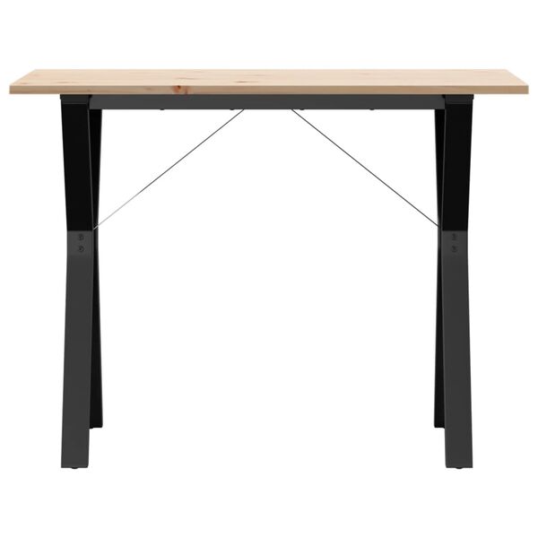 vidaXL Table à manger cadre en Y 100x50x75 cm bois de pin massif acier