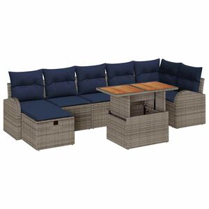 vidaXL Ensemble de canap&eacute; de jardin avec coussin 8 pcs Gris polyrotin