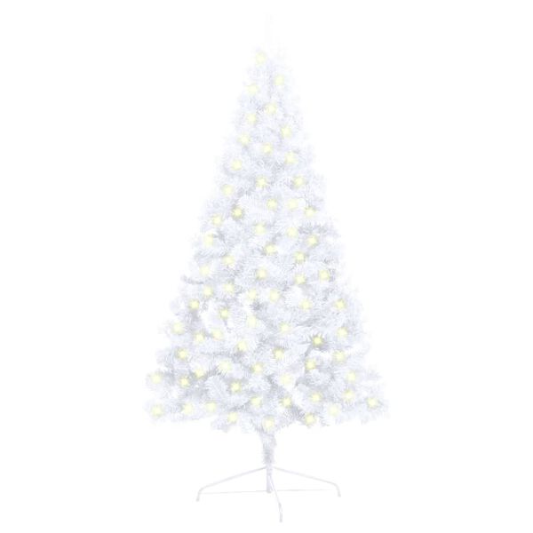vidaXL Sapin de Noël artificiel pré-éclairé moitié/support blanc 120cm