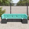 vidaXL Ensemble de canapé de jardin 7 pcs Noir et turquoise polyrotin