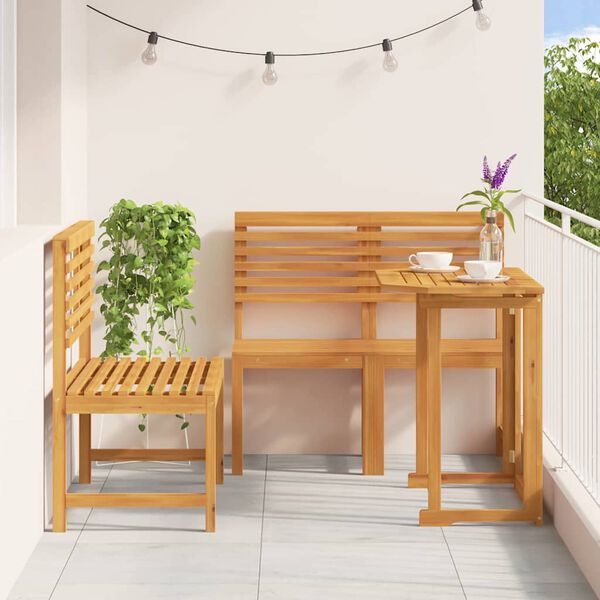 vidaXL Ensemble bistro de jardin 3 pcs Marron Bois d'Acacia Massif