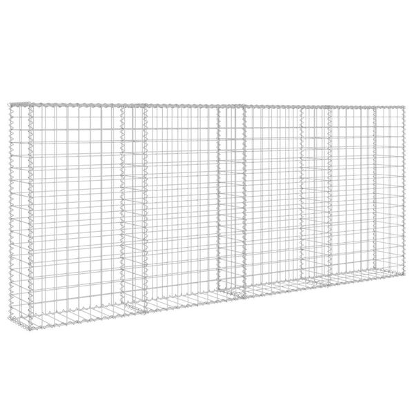 vidaXL Mur &agrave; gabion avec couvercles Acier galvanis&eacute; 200 x 20 x 85 cm