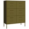 vidaXL Armoire &agrave; tiroirs Vert olive 80x35x101,5 cm Acier