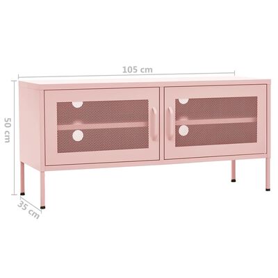 vidaXL Meuble TV Rose 105x35x50 cm Acier