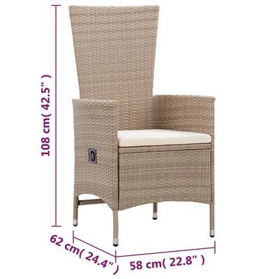 vidaXL Chaises d'extérieur lot de 2 avec coussins Résine tressée Beige