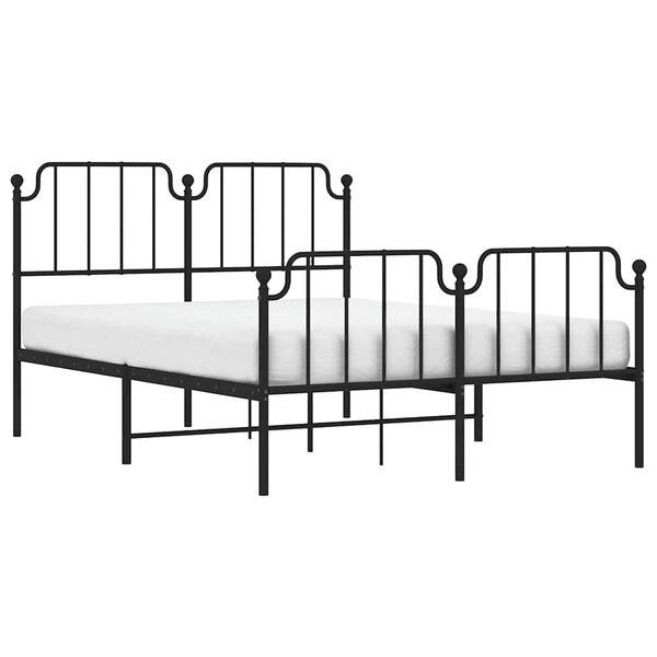 vidaXL Cadre de lit m&eacute;tal sans matelas avec pied de lit noir 135x190cm