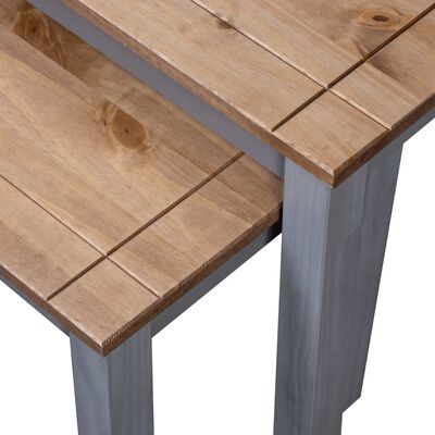 vidaXL Tables gigognes 2pcs Gris Bois de pin massif Assortiment Panama