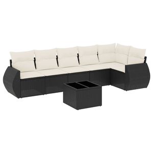 vidaXL Salon de jardin 7 pcs avec coussins noir r&eacute;sine tress&eacute;e