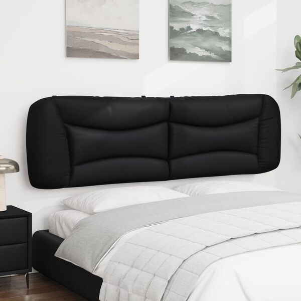 vidaXL Coussin de t&ecirc;te de lit Hvar noir 183 cm similicuir