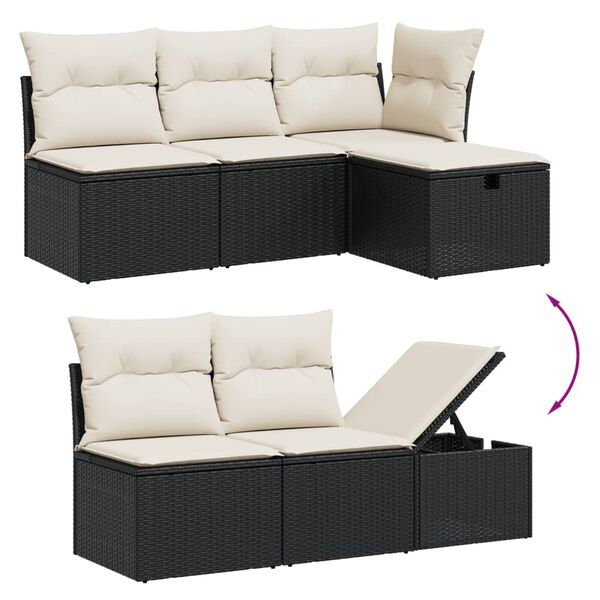 vidaXL Salon de jardin 8 pcs avec coussins noir r&eacute;sine tress&eacute;e
