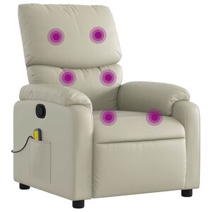 vidaXL Fauteuil de massage inclinable crème similicuir