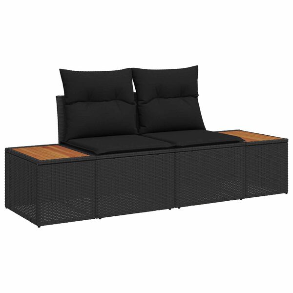 vidaXL Canap&eacute; de jardin Noir 184 x 62 x 85cm polyrotin