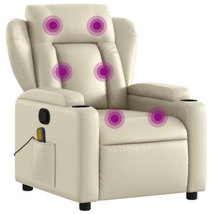 vidaXL Fauteuil de massage inclinable crème similicuir