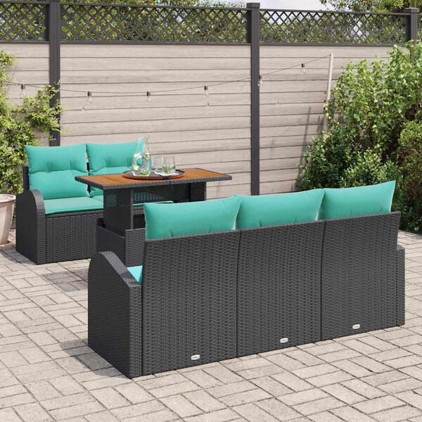 vidaXL Ensemble de canap&eacute; de jardin 6 pcs Noir Poly rotin