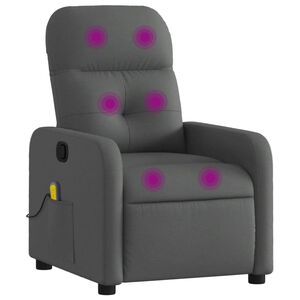 vidaXL Fauteuil inclinable de massage gris fonc&eacute; tissu