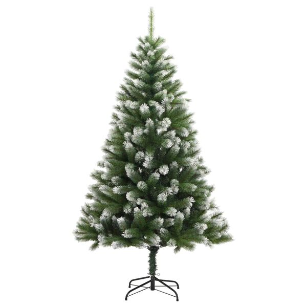 vidaXL Sapin de No&euml;l artificiel &agrave; charni&egrave;res avec neige floqu&eacute;e 210 cm