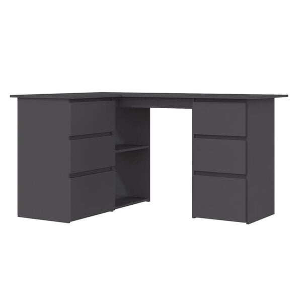 vidaXL Bureau d'angle Gris 145x100x76 cm Agglom&eacute;r&eacute;