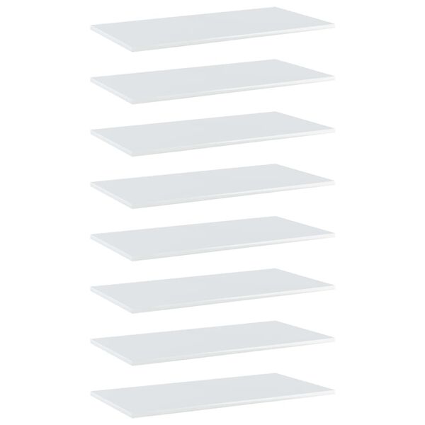 vidaXL Panneaux biblioth&egrave;que 8pcs Blanc brillant 80x40x1,5cm Agglom&eacute;r&eacute;