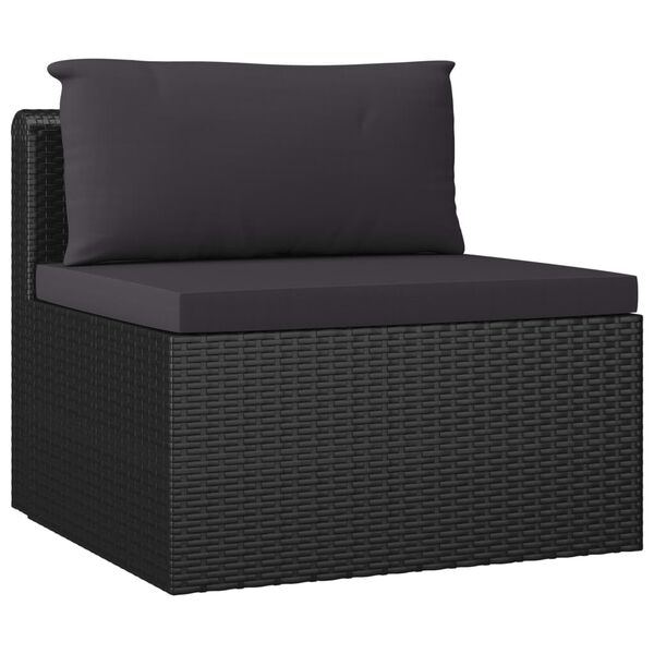 vidaXL Salon de jardin 10 pcs avec coussins R&eacute;sine tress&eacute;e Noir